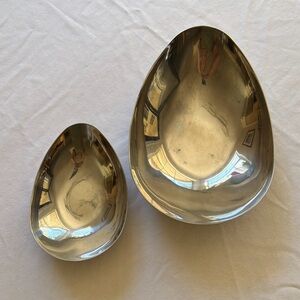 MCM Art Deco Nesting Silver Decorative Serving Bowls - Set of 2